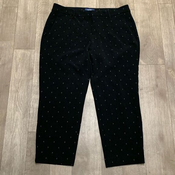 Womens Old Navy Harper All Over Anchor Print Ankle Mid Rise Stretch Pants - Picture 1 of 7